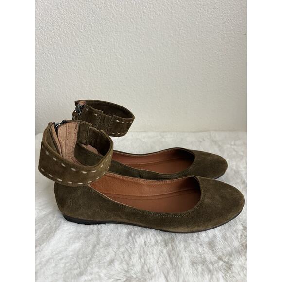 Frye Carson Womens Suede Leather Zip Back Ankle Strap Ballet Flats Size 7.5 - Picture 5 of 12